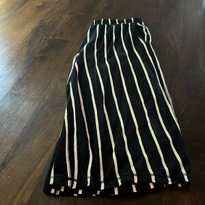 EF COTTON JERSEY FULL LEG PANTS, BLACK/CREAM STRIPE XL